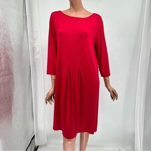 J Jill Wearever Collection Cranberry 3/4 Sleeve Pleated Tent Dress Size L